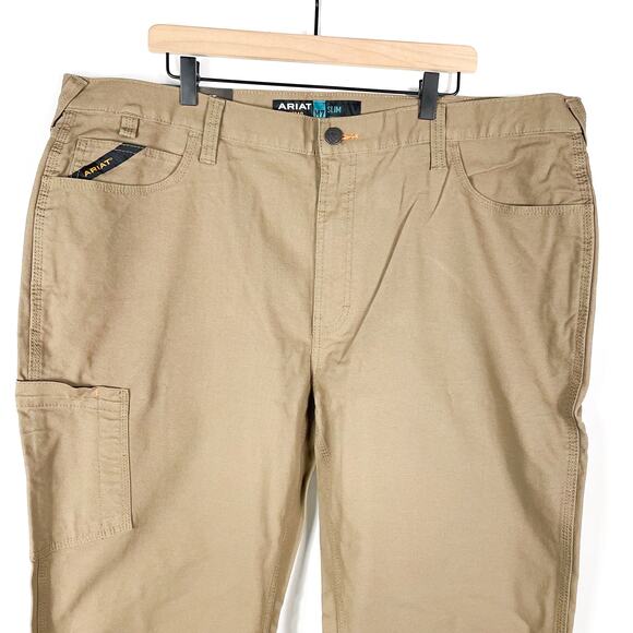 Ariat Rebar M7 Slim Pants Khaki Made Tough Straight Leg Sz 42 x 36 Men's - Picture 4 of 10